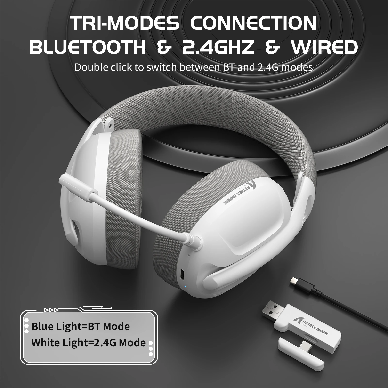 ATTACK SHARK L80 Tri-Mode Wireless Gaming Headset - Image 1