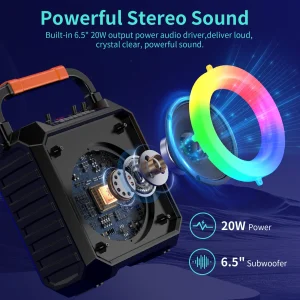 T17-T Wireless Bluetooth Speaker, Karaoke Machine - Thumbnail Image 3