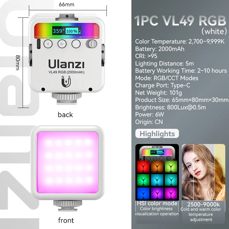 Ulanzi VL49 RGB Mini LED Video Light - Image 1