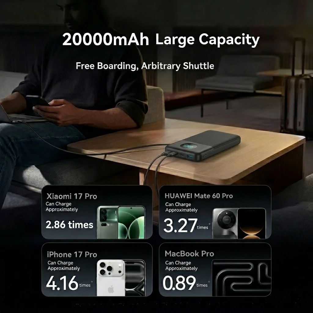 20000mAh 18W PD Fast Charging Power Bank - Image 4