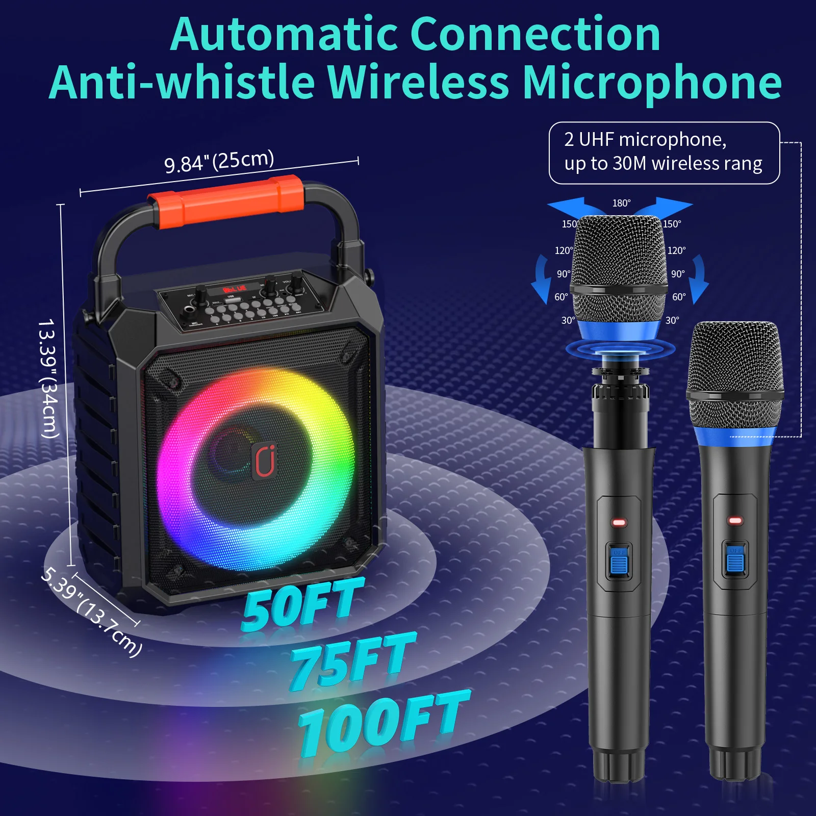 T17-T Wireless Bluetooth Speaker, Karaoke Machine - Image 2