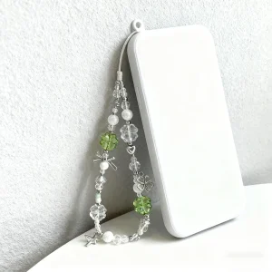 Korean Cute Green Clear Lucky Clover Beaded - Thumbnail Image 3
