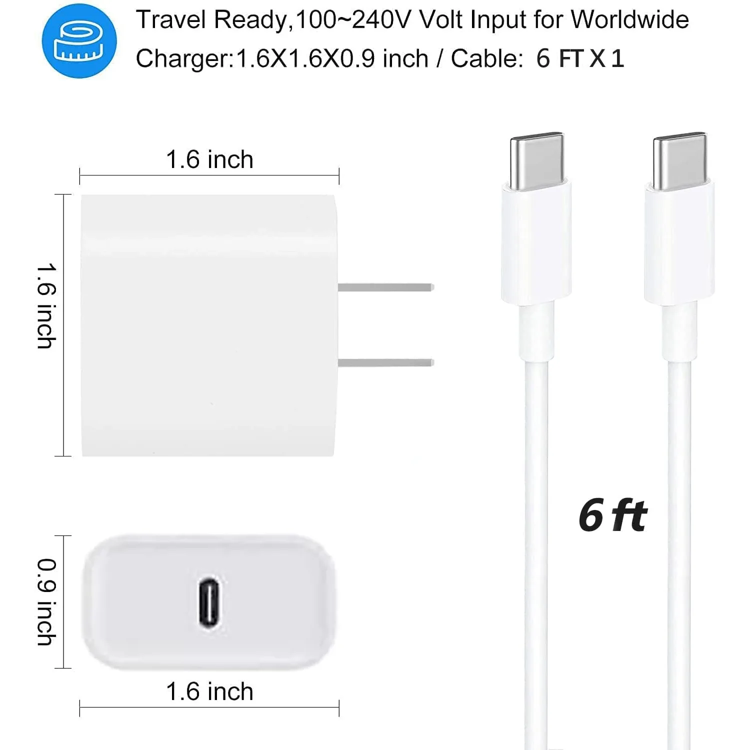 Fast Charging Wall Charger with 6FT USB-C Cable - Image 5