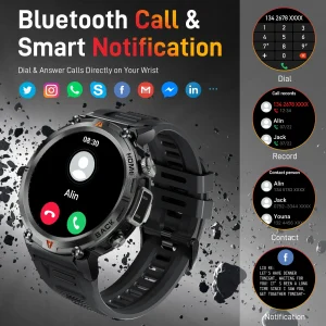 LaNikar KE3 Black Bluetooth Call Smart Watch - Thumbnail Image 4