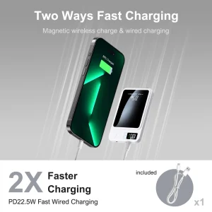 10000mAh Magnetic 22.5W Wireless Power Bank - Thumbnail Image 6