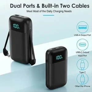 13800mAh 18W PD Power Bank with Cables - Thumbnail Image 4