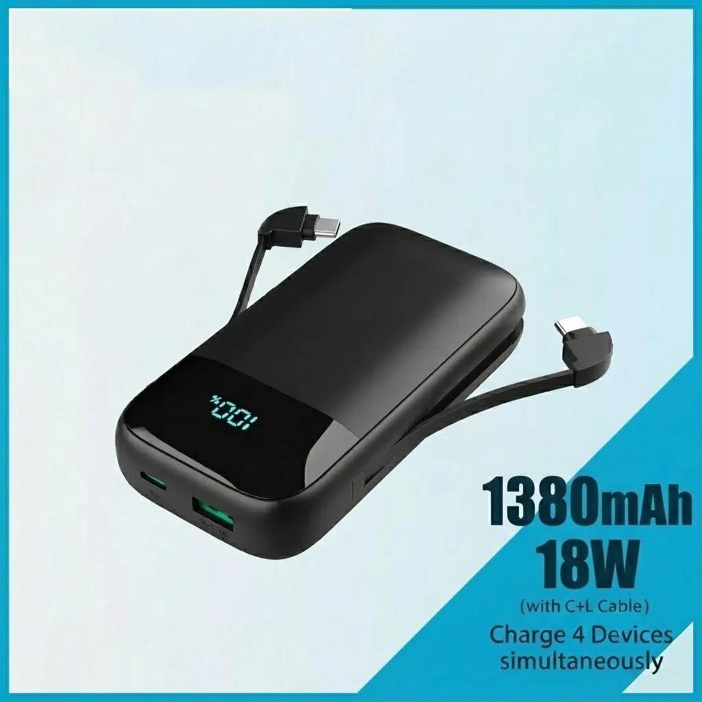 13800mAh 18W PD Power Bank with Cables - Image 1