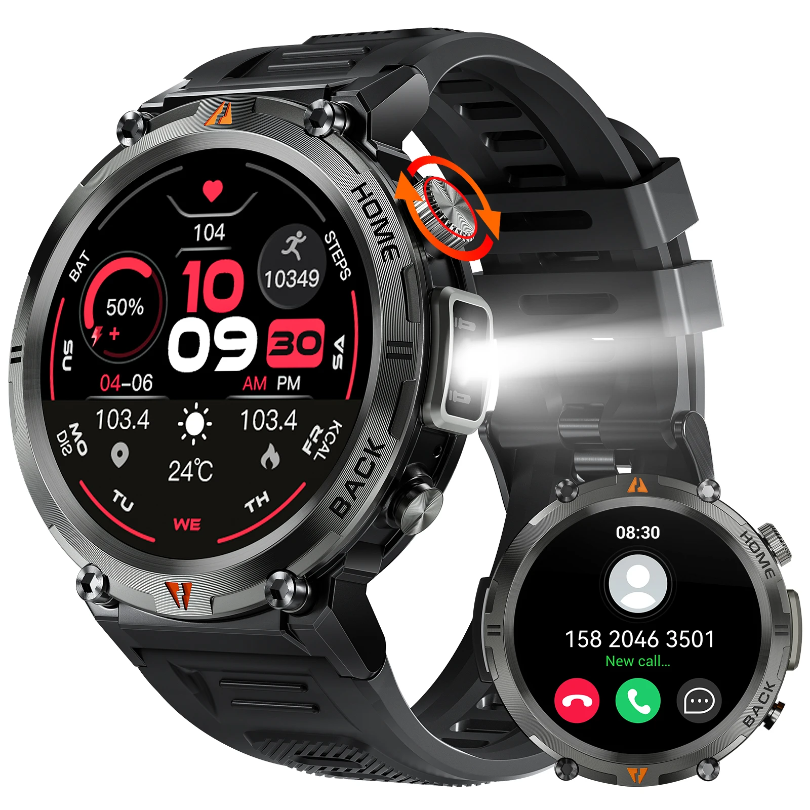 LaNikar KE3 Black Bluetooth Call Smart Watch - Image 1