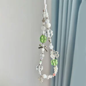 Korean Cute Green Clear Lucky Clover Beaded - Thumbnail Image 4
